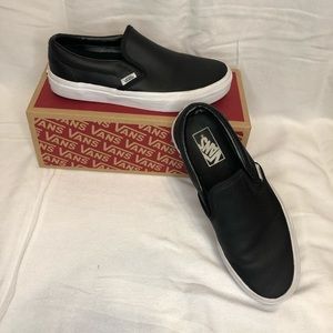 VANS Black Women’s Slip Ons Black Leather